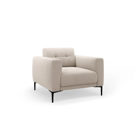 Velvet Armchair, "Bemy", 1 Seat, 85x85x86, Beige
