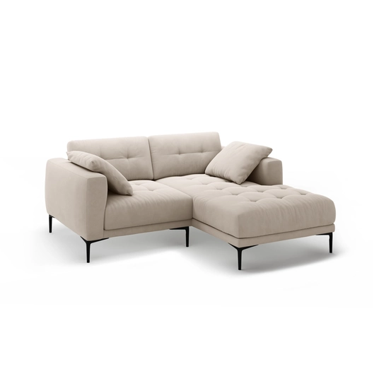 Right Velvet Sofa, "Bemy", 2 Seats, 205x174x86, Beige