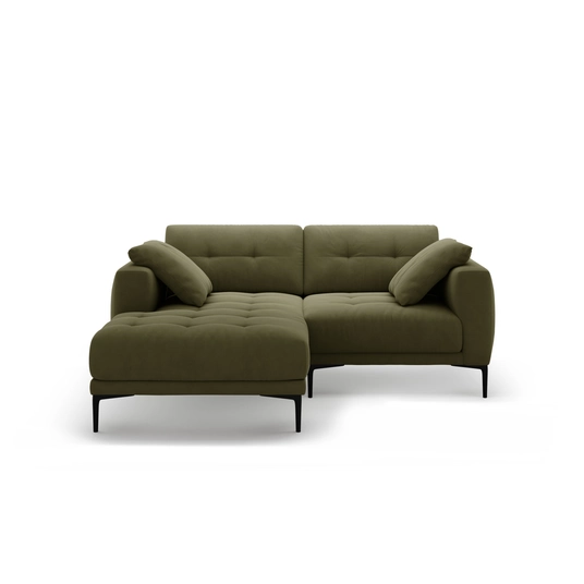 Left Velvet Sofa, "Bemy", 2 Seats, 205x174x86, Green