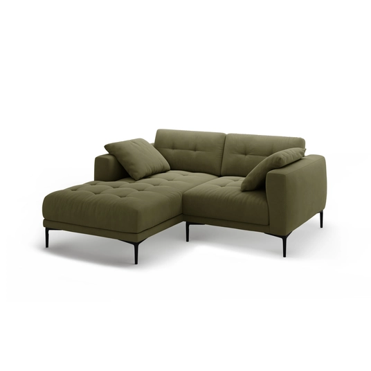 Left Velvet Sofa, "Bemy", 2 Seats, 205x174x86, Green