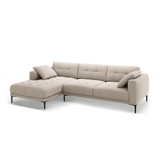 Left Velvet Sofa, "Bemy", 3 Seats, 295x174x86, Beige