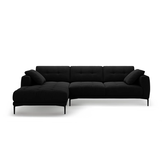 Left Velvet Sofa, "Bemy", 3 Seats, 295x174x86, Black