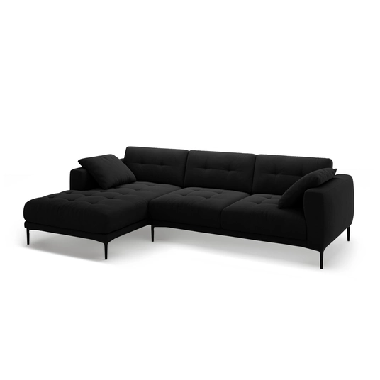 Left Velvet Sofa, "Bemy", 3 Seats, 295x174x86, Black