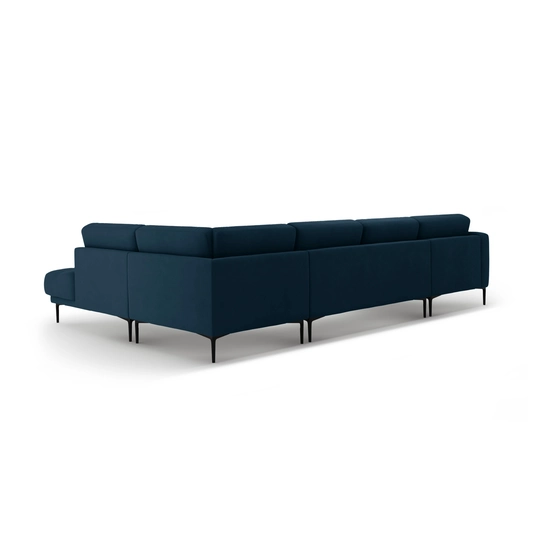 Velvet Panoramic Right Corner Sofa, "Bemy", 7 Seats, 373x240x86, Royal Blue