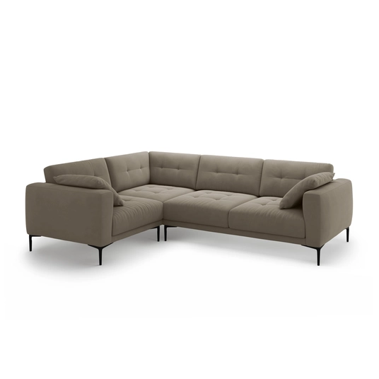 Left Velvet Sofa, "Bemy", 4 Seats, 290x200x86, Grey Brown