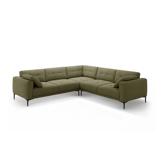 Velvet Symmetrical Corner Sofa, "Bemy", 5 Seats, 290x290x86, Green