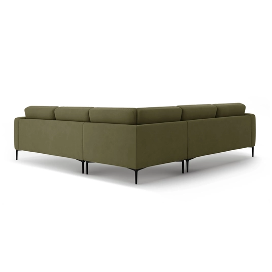 Velvet Symmetrical Corner Sofa, "Bemy", 5 Seats, 290x290x86, Green