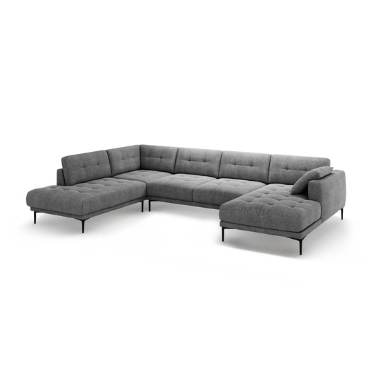 Panoramic Left Corner Sofa, "Bemy", 7 Seats, 373x240x86, Grey