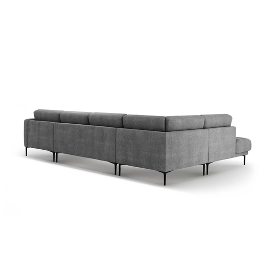 Panoramic Left Corner Sofa, "Bemy", 7 Seats, 373x240x86, Grey