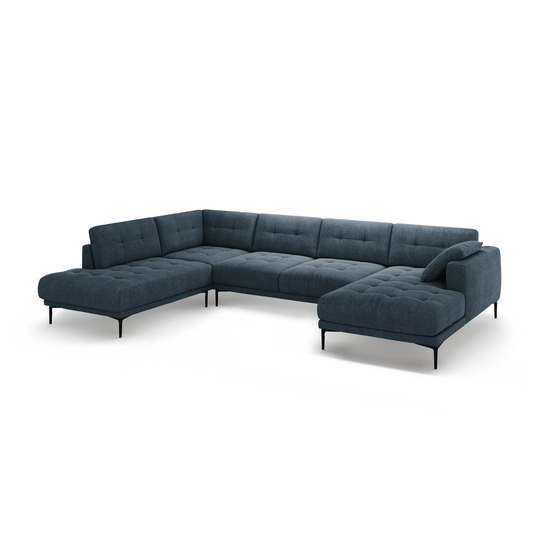 Panoramic Left Corner Sofa, "Bemy", 7 Seats, 373x240x86, Dark Blue