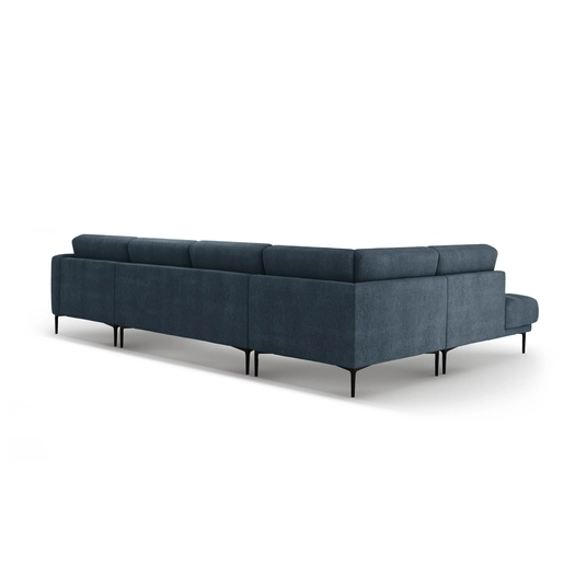 Panoramic Left Corner Sofa, "Bemy", 7 Seats, 373x240x86, Dark Blue