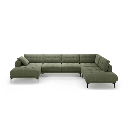 Panoramic Right Corner Sofa, "Bemy", 7 Seats, 373x240x86, Dark Olive Green