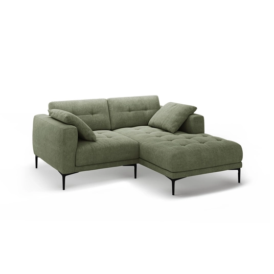 Right Corner Sofa, "Bemy", 2 Seats, 205x174x86, Dark Olive Green