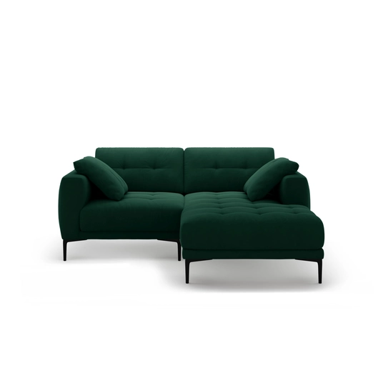 Right Velvet Sofa, "Bemy", 2 Seats, 205x174x86, Bottle Green