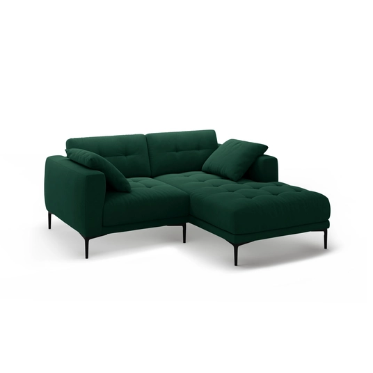Right Velvet Sofa, "Bemy", 2 Seats, 205x174x86, Bottle Green