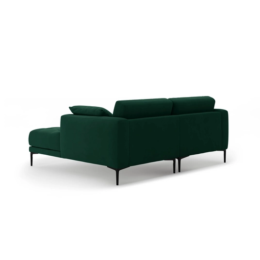 Right Velvet Sofa, "Bemy", 2 Seats, 205x174x86, Bottle Green