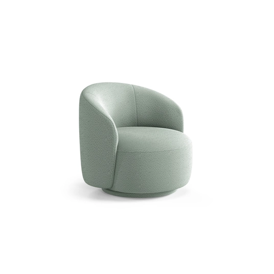 Swivel Boucle Armchair, "Letizia", 1 Seat, 86x83x76.5, Mint