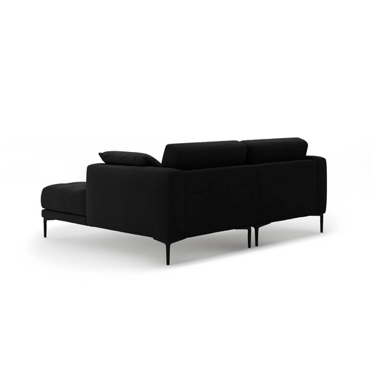Right Velvet Sofa, "Bemy", 2 Seats, 205x174x86, Black