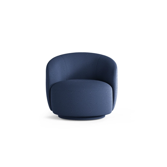 Swivel Boucle Armchair, "Letizia", 1 Seat, 86x83x76.5, Navy Blue