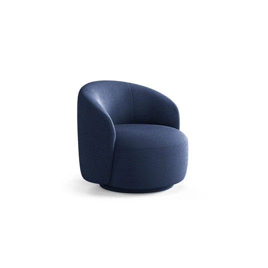 Swivel Boucle Armchair, "Letizia", 1 Seat, 86x83x76.5, Navy Blue