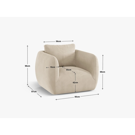 Swivel Velvet Armchair, "Letizia", 1 Seat, 86x83x76.5, Light Green