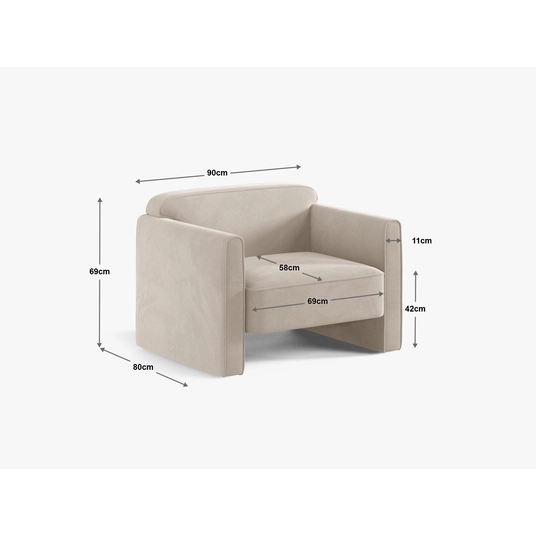 Armchair, "Abby", 1 Seat, 90x80x69, Peach