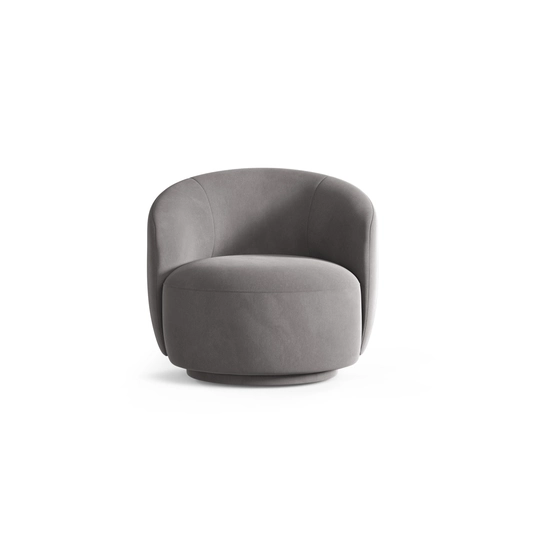 Swivel Velvet Armchair, "Letizia", 1 Seat, 86x83x76.5, Light Grey