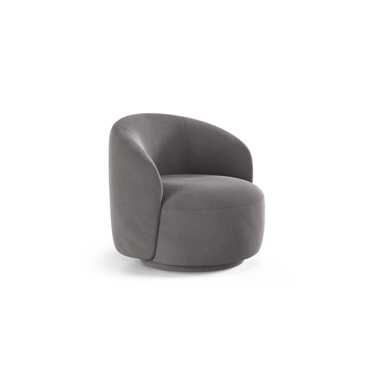 Swivel Velvet Armchair, "Letizia", 1 Seat, 86x83x76.5, Light Grey