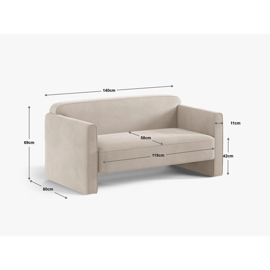 Velvet Sofa, "Abby", 2 Seats, 140x80x69, Bottle Green
