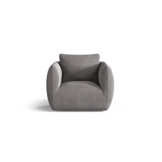 Velvet Armchair, "Iga", 1 Seat, 95.5x87x80, Light Grey