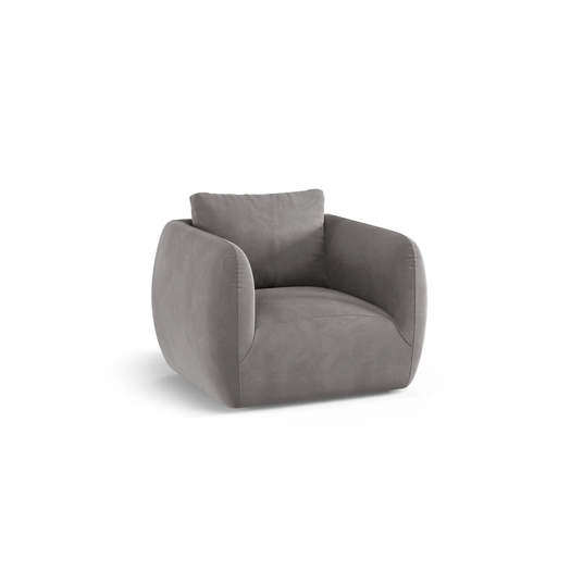 Velvet Armchair, "Iga", 1 Seat, 95.5x87x80, Light Grey