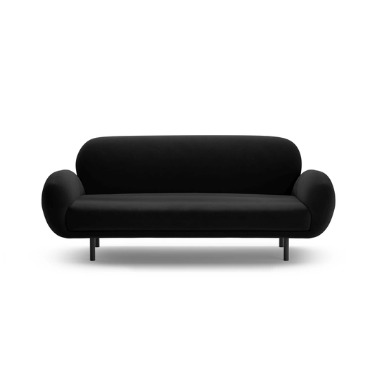 Velvet Sofa, "Poppy", 2 Seats, 178x72x82, Black