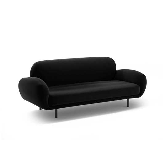 Velvet Sofa, "Poppy", 2 Seats, 178x72x82, Black