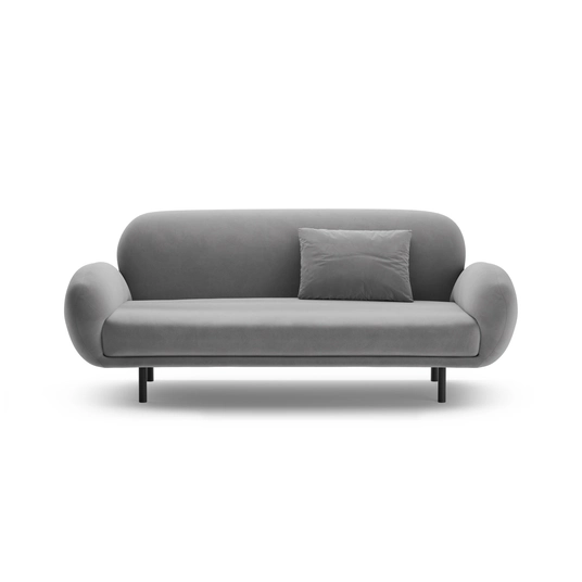 Velvet Sofa, "Poppy", 2 Seats, 178x72x82, Light Grey