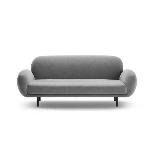 Velvet Sofa, "Poppy", 2 Seats, 178x72x82, Light Grey