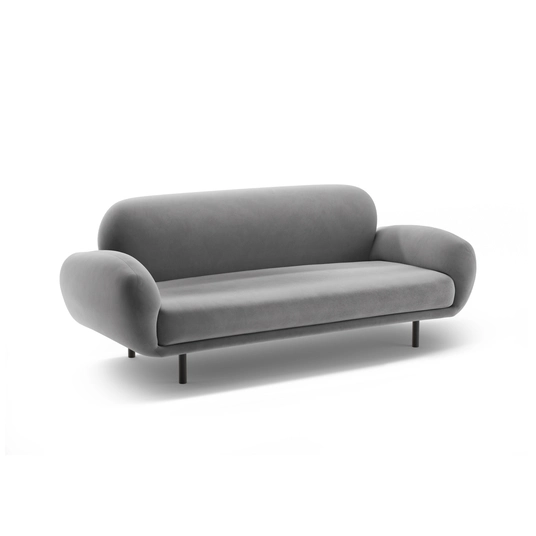 Velvet Sofa, "Poppy", 2 Seats, 178x72x82, Light Grey