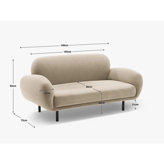 Boucle Sofa, "Poppy", 2 Seats, 148x72x82, Grey