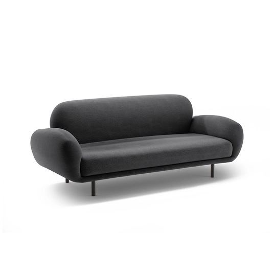 Boucle Sofa, "Poppy", 2 Seats, 178x72x82, Dark Grey