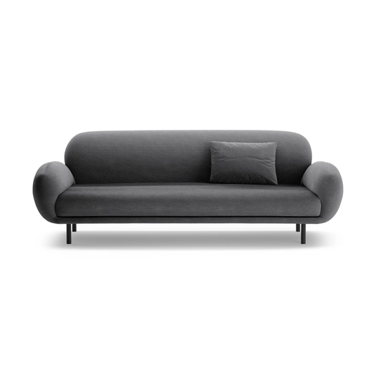 Boucle Sofa, "Poppy", 3 Seats, 208x72x82, Dark Grey