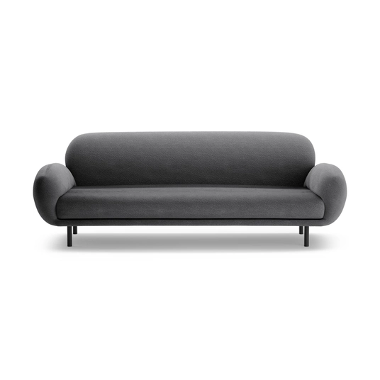 Boucle Sofa, "Poppy", 3 Seats, 208x72x82, Dark Grey