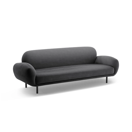 Boucle Sofa, "Poppy", 3 Seats, 208x72x82, Dark Grey