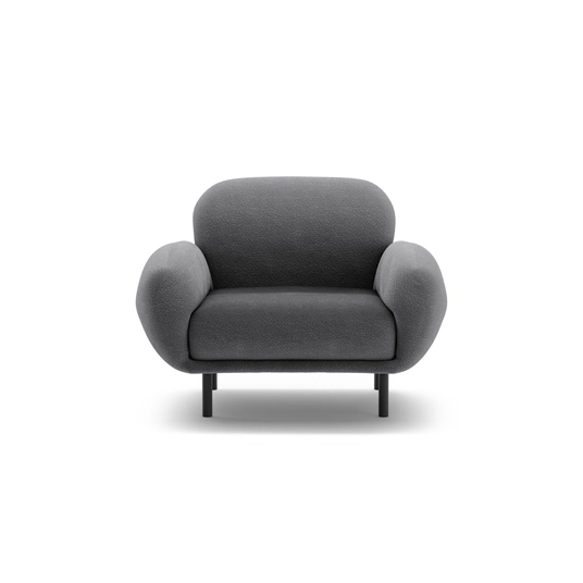 Boucle Armchair, "Poppy", 1 Seat, 90x72x82, Dark Grey