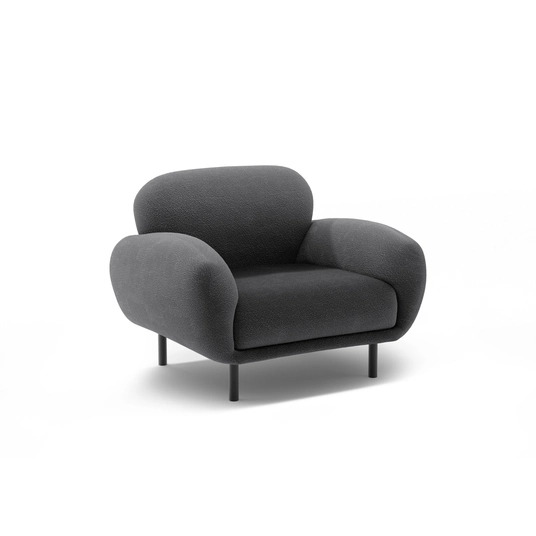Boucle Armchair, "Poppy", 1 Seat, 90x72x82, Dark Grey