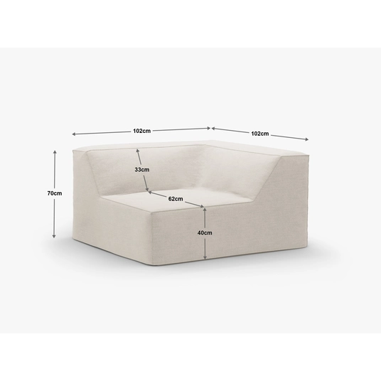 Corner Modul, "Jodie", 1 Seat, 102x102x70, Muted Blue