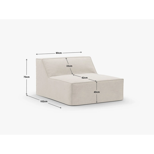 Modul Armless, "Jodie", 1 Seat, 80x102x70, Natural