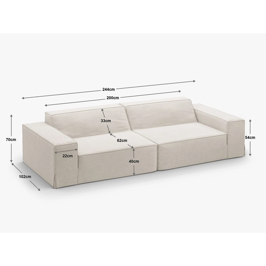 Modular Sofa, "Jodie", 4 Seats, 244x102x70, Light Green