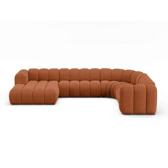 Modular Panoramic Right Corner Sofa, "Lupine", 6 Seats, 370x280x70, Brick