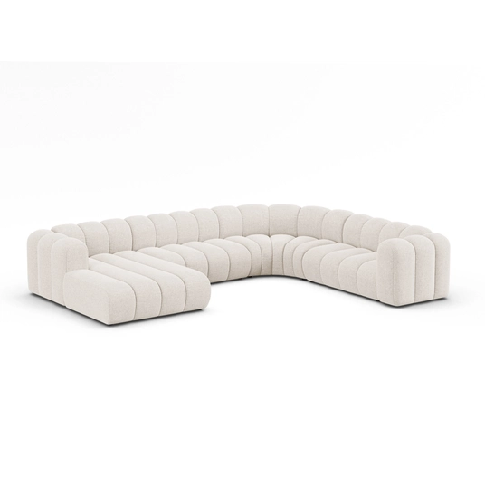Modular Panoramic Right Corner Sofa, "Lupine", 6 Seats, 370x280x70, Light Beige