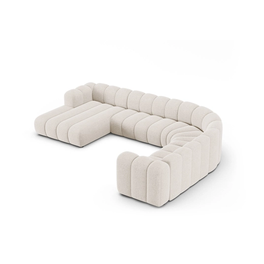 Modular Panoramic Right Corner Sofa, "Lupine", 6 Seats, 370x280x70, Light Beige