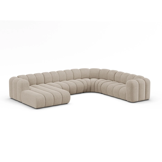 Modular Panoramic Right Corner Sofa, "Lupine", 6 Seats, 370x280x70, Dark Beige